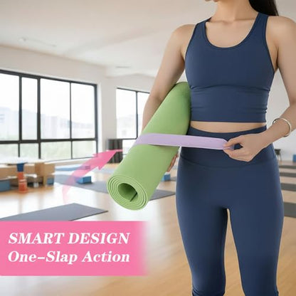Yoga Mat Strap, One Snap Yoga Mat Slap Band for Keep Mats Tightly Rolled, Elastic One Snap Straps Band
