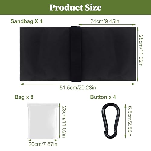 4-Pack Heavy Duty Sandbags,Multi-Use Stability for Photography Backdrop Stands Tripods Canopies Tents & Outdoor Gear,Reinforced Design + 4 Clips
