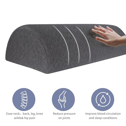 Half Moon Bolster Knee Pillow, Back Pain Relief Memory Foam Leg Pillow, Semi Roll Round Lumbar Leg Wedge for Side Sleepers - Reducing Head Neck Spine Hip Pressure - L