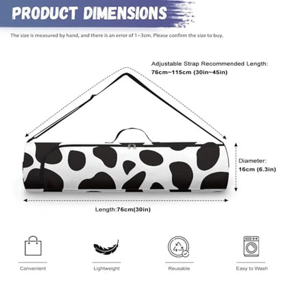 Yoga Mat Bag for Women & Men Full-Zip Yoga Mat Carrier Bag for Class Workout Park with Adjustable Strap - color: Cow Print