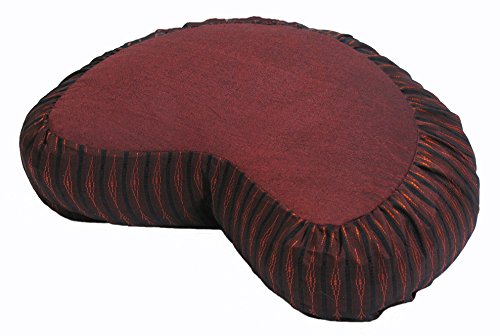 Meditation Cushion Zafu Pillow Buckwheat Fill - Global Weave Fabric Crescent Rust Brown - color: Crescent Rust Brown