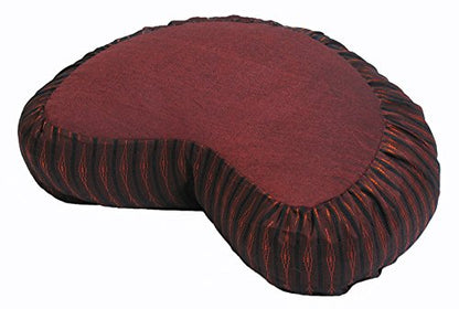 Meditation Cushion Zafu Pillow Buckwheat Fill - Global Weave Fabric Crescent Rust Brown - color: Crescent Rust Brown