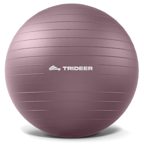 Trideer Exercise Ball, Stability Yoga Ball for Physical Therapy, Active Sitting, Pregnancy & Birth Labor Prep, Core Strength, Balance Training, Posture Improvement and Daily Stretching, 55/65/75cm - color: Rosy Morning Glow, size: L(23-26ines/58-65cm)