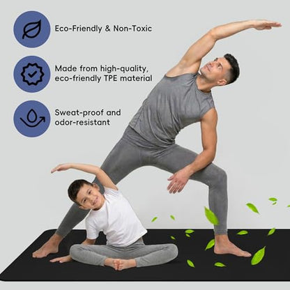 Extra Large Yoga Mat for Men, 79"x40"x8mm Thick, Oversized Non-Slip TPE Workout Mat for Home Gym, Lightweight (3.5 lbs) Anti-Tear Fitness Exercise Mat for Tall Users