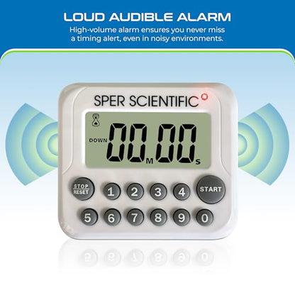 Sper Scientific Digital Count Up/Down Timer with Audible & Visual Alarm 810003 – Timer with Large Display & Loud Alarm with Up to 99 Minute Countdown - for Labs, Cooking, Workouts, Classroom & More - size: 1 Pack