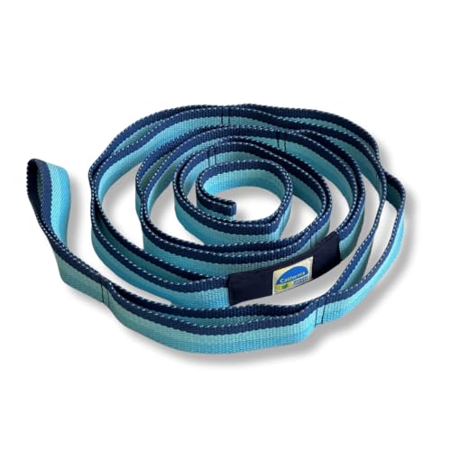 California Yoga Strap | Yoga Belt with Loops | 12 Multi Loop & Non-Elastic | Stretching Strap | Gym Workout & Exercise Bands | Physical Therapy | Improves Sitting Posture for Women & Men - color: Blue