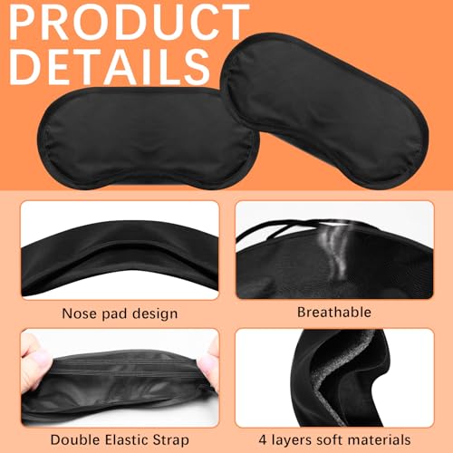 20 Pcs Eye Mask Sleep Masks Bulk Blindfolds for Party Games with Nose Pad and Adjustable Strap for Women Men 4 Layers Black Blind fold Sleeping Mask for Team Building Game - color: Black, 20 Pcs