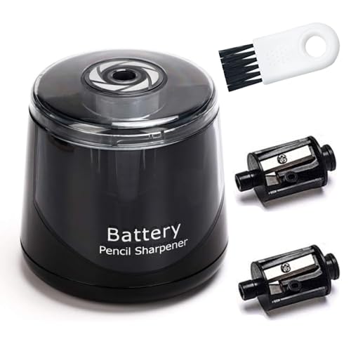 High-Speed Automatic Pencil Sharpener, Black Portable Battery-Powered Colored Pencils Sharpener (6-8mm), Perfect for Kids Students and Personal Use at Home School or Office by JinZeFa