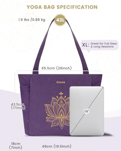 Gonex Yoga Mat Bag with Zipper Mat Carrier Canvas Gym Tote | Durable Canvas, Zipper Closures Prevent Slipping, Quick Access, Bottle Holder, Fits Yoga Blocks, Gym & Travel Use - color: Purple, size: X-Large(19.5×7×17inch)