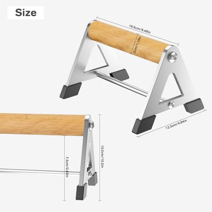 Push Up Stand, Pushup Handles for Strength Training, Heavy-duty Stainless Steel Push Up Bars Gym Exercise Equipment, Hold Up to 500lbs, 1 Pair - color: Wooden handle Silver