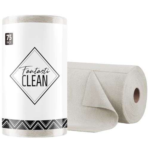 Fantasticlean Microfiber Cleaning Cloth Roll- 75 Sheets, 12"x12" (CoolGrey) - color: Cool Grey, size: 75 pack