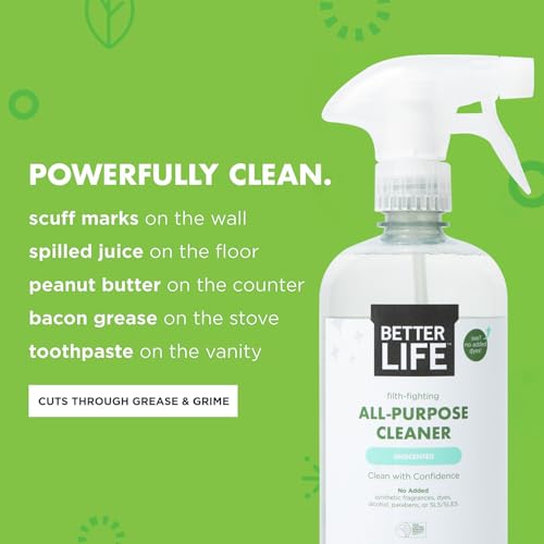 Better Life All Purpose Cleaner - Multipurpose Home and Kitchen Cleaning Spray for Glass, Countertops, Appliances, Upholstery & More - Multi-surface Spray Cleaner - 24oz (Pack of 2) Unscented - size: 24 Fl Oz (Pack of 2)
