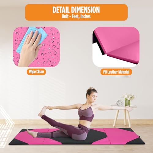 Gymnastics Mats Foldable Tumbling Mats Portable Gymnastics Exercise Mat Thick Gymnastics Tumbling Mats Pad Home Exercise Panel Mat With Carrying Handles - color: PB, size: 4 ft W x 10 ft L