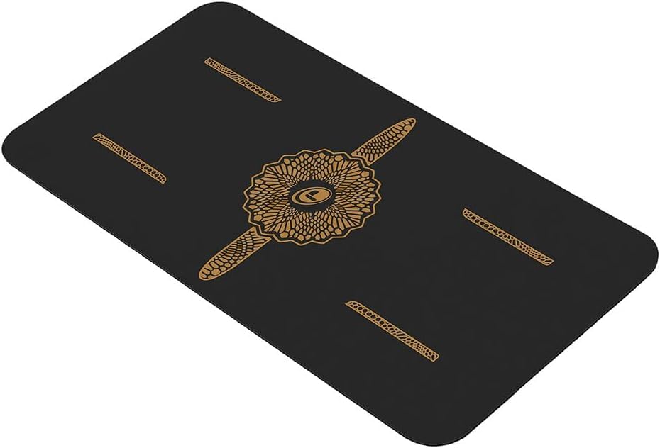 Liforme Yoga Pad - Revolutionary Alignment System, Advanced Non-Slip Grip | Eco-friendly, Non-Toxic, Sweat-Resistant, 4.2mm thick pad for knee, elbow and hand support during Yoga, Free Yoga Bag - color: Black and Gold