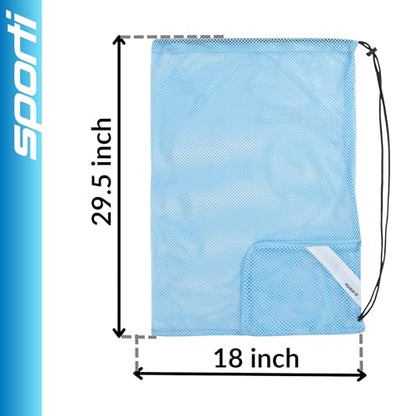 Sporti Mesh Swim Bag Drawstring Backpack, Equipment Bags For Swimmer - color: Aqua, style: 2. Mesh Bag With Zipper Pocket