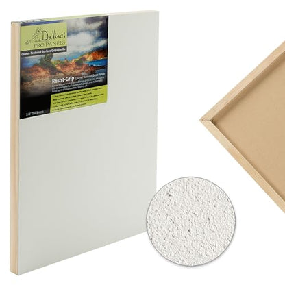 Da Vinci Pro Resist-Grip Coarse Textured Gesso Board, 16x16-4 Pack, 3/4" Depth Art Boards for Painting, White Acrylic Polymer with Quartz Sand, Warp-Resistant Cradled and Sealed MDF Panel