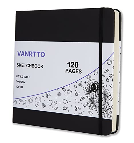 Vanrtto Hardcover Square Sketch Book, Mixed Media Sketchbook 8x8 Inch | Hardcover Square Sketchbook 120lb/200GSM Sketchbook Drawing Paper for Watercolor Mixed Media, 60 Sheets/120 Pages Sketch Pad - size: 8*8 INCH