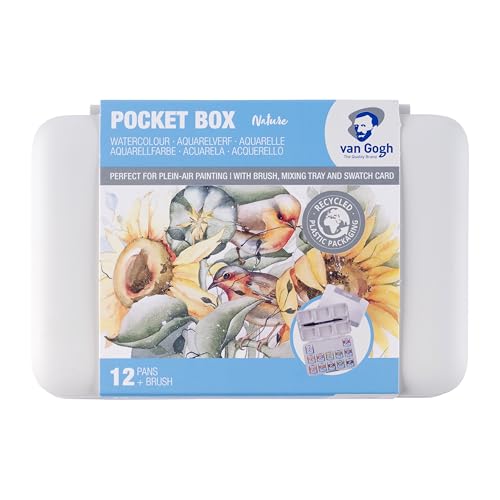 Van Gogh Watercolor Paint Set, Plastic Pocketbox, 12-Half Pan Shades of Nature Selection - color: 12 Nature (Plastic Pocketbox), style: Half Pan