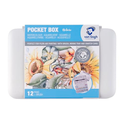 Van Gogh Watercolor Paint Set, Plastic Pocketbox, 12-Half Pan Shades of Nature Selection - color: 12 Nature (Plastic Pocketbox), style: Half Pan