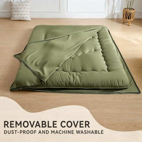 Japanese Floor Mattress,3.5" Thicken Futon Mattress Tatami Mat - color: Green, size: Twin (80”L × 39“W)