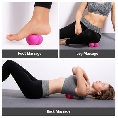 GOGO Peanut Massage Ball for Myofascial Release, Green Double Lacrosse Fascia Balls for Back Feet Trigger Point Therapy, Deep Tissue - color: Green