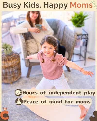 Wooden Balance Board - 37 inch Finger Safe Wobble Board for Toddlers, Wooden Balance Board for Kids