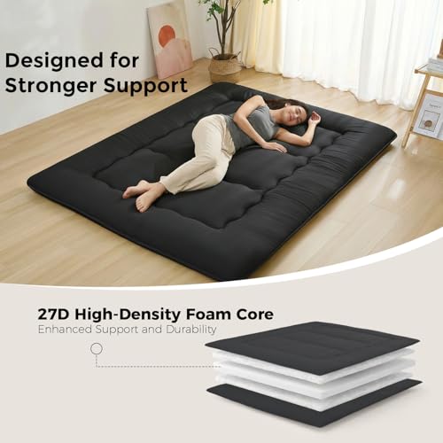 XICIKIN 2.5" Japanese Floor Mattress, Japanese Futon Mattress - color: Black, size: Full（80" x 54"）
