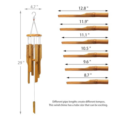 MUMTOP Bamboo Wind Chimes, Deep Tone Wooden Wind Chime Outdoor Garden Decor