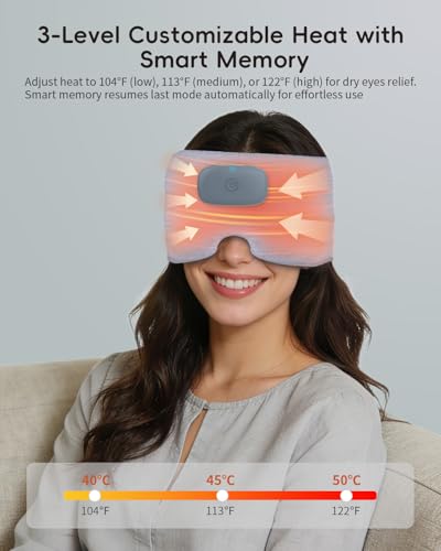 Heated Bluetooth Eye Mask for Sleep, Dry Eyes & Relaxation - color: Light Gray
