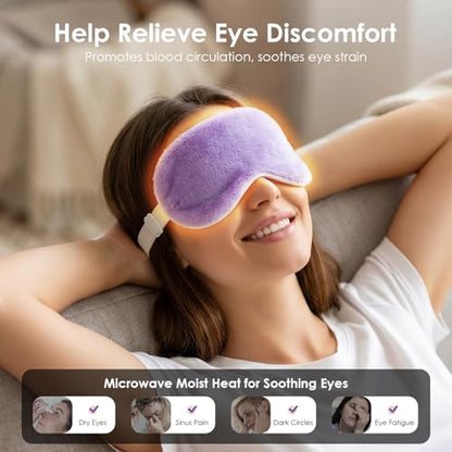 MORLIDEN Heated Eye Mask for Dry Eyes & Stye - Microwavable Warm Compress | For Blepharitis, Chalazion, MGD-Lightweight, No Heavy Pressure-Reusable Moist Heat Mask with Natural Flaxseed (Purple) - color: Purple