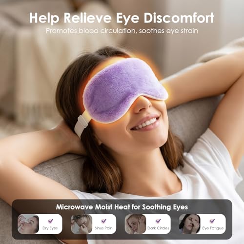 MORLIDEN Heated Eye Mask for Dry Eyes & Stye - Microwavable Warm Compress | For Blepharitis, Chalazion, MGD-Lightweight, No Heavy Pressure-Reusable Moist Heat Mask with Natural Flaxseed(Purple2P) - color: Purple2pcs