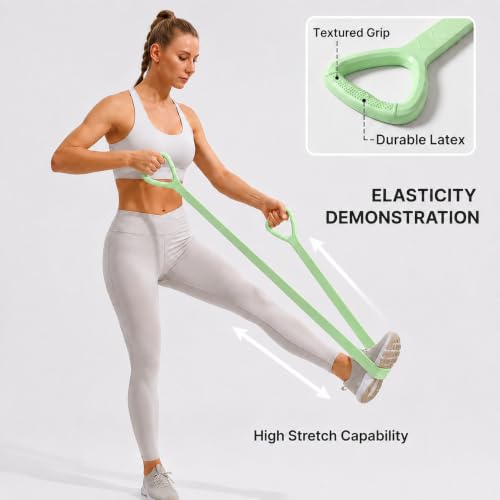 Figure 8 Resistance Band for Workout, Stretching, Yoga, Pilates, Physical Therapy and Home Fitness, TPE Exercise Band - color: Green