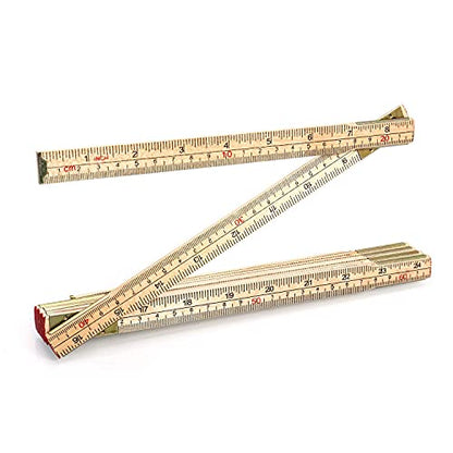 QWORK Folding Wood Rule, 6 FT 6 Inch Foldable Ruler with US and Metric Measurements for Carpenters
