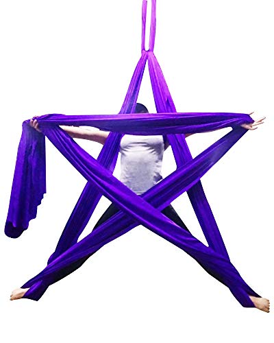 Durable Aerial Silks Starter Kit with 11-Yard Yoga Hammock & Hardware | Aerial Swing for Acrobatic Flying Yoga & All Levels, Aerial Rigging Point up to 14ft, Durable, Safe - color: Dark Purple
