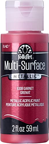 FolkArt Multi-Surface Metallic Paint in Assorted Colors (2 oz), Metallic Garnet - color: Metallic Garnet, size: 2 Fl Oz (Pack of 1)