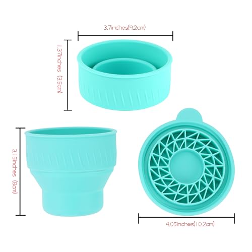Collapsible Paint Brush Cleaner with Lid, Silicone Paint Water Cup with Scrubber Bottom for Watercolor Acrylic Oil Painting, Portable Brush Washer Holder for Artists & Students, Green