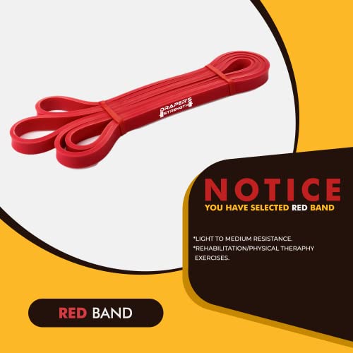 Draper's Strength Heavy Duty Resistance Stretch Loop Bands for Powerlifting Workout Exercise and Assisted Pull Ups - color: #02 Red