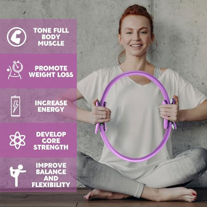 Syhood Pilates Ring 11. 81 Inch Pilates Circle Yoga Ring Magic Lightweight Flexible Workout Equipment for Fitness Physical Therapy Resistance Exercise Arms Legs - color: Purple