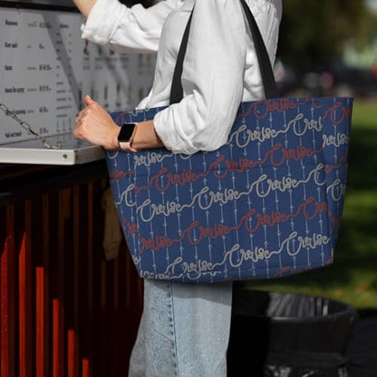 Large Beach Bag for Women Waterproof Foldable Travel Shoulder Tote Bag with Pocket for Weekender Pool Vacation - color: Cruise Blue