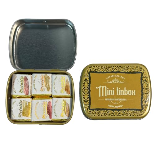 Handmade Highlight Golden Metallic Watercolor Paint Palette Mica 6 Colors-Extra Fine Brass Gold Super Bright Watercolour-Pearlescent Shimmer Water Color Painting (Martian Kiss) - color: Martian Kiss