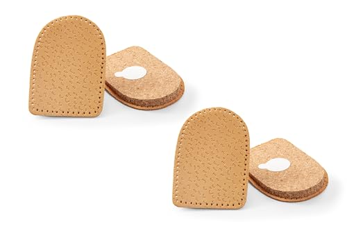 Kaps – Cork & Leather Heel Lifts (2 Pck) – Twin Pack Self-Adhesive Insoles for Shock Absorption, Achilles Tendonitis Relief & Comfort, Vegetable Tanned – for Daily Use by Men - style: Men