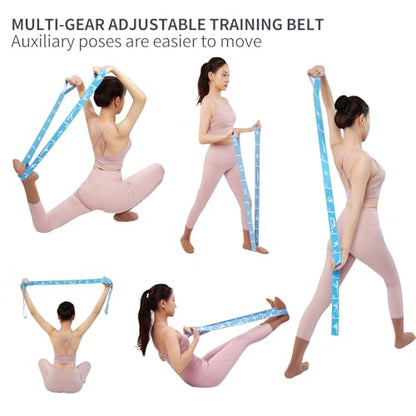 12 Loop Resistance Stretch Band, Numbered Flexibility Strap for Exercise, Physical Therapy, Yoga, Pilates, Dance, Gymnastics and Rehab Training, Adjustable Stretching for Splits, Ballet,Home Workouts - color: Blue