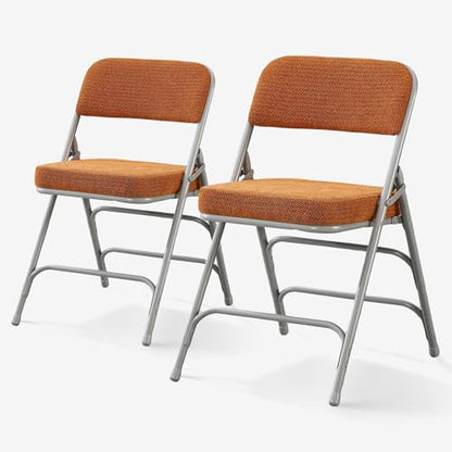 Folding Chair Fabric Padded Seat Indoor Foldable Chair Grey 2 Pack - color: Tawny X2