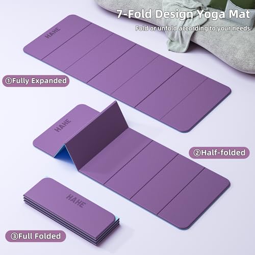 HAHE 7-Fold Design Extra Thick Yoga Mat 72"L x 24"W x 0.47", TPE