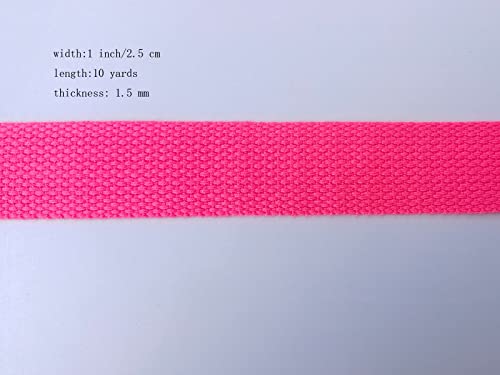 1 Inch Cotton Webbing 10 Yards Cotton Strap for Tote Canvas Bags Crafts Sewing (2075 Hot Pink) - color: 2075 Hot Pink