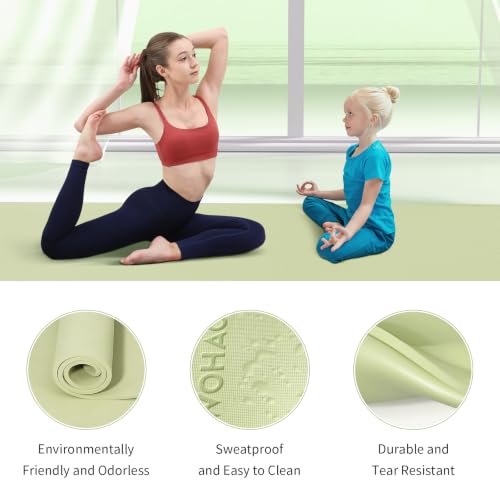Extra Wide & Thick 8mm Yoga Mat, 72"x31.5" | Large Non Slip Exercise Mat, Premium POE Material, Superior Cushioning & Stability, With Strap for Home Gym, Pilates - color: Grass Green