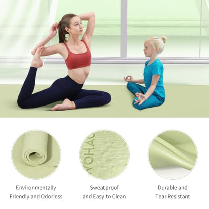 Extra Wide & Thick 8mm Yoga Mat, 72"x31.5" | Large Non Slip Exercise Mat, Premium POE Material, Superior Cushioning & Stability, With Strap for Home Gym, Pilates - color: Grass Green