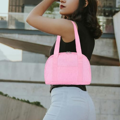Mini Gym Bag for Women Girl 12 inch Small Gym Tote Lightweight Carry On Bag - color: Pink