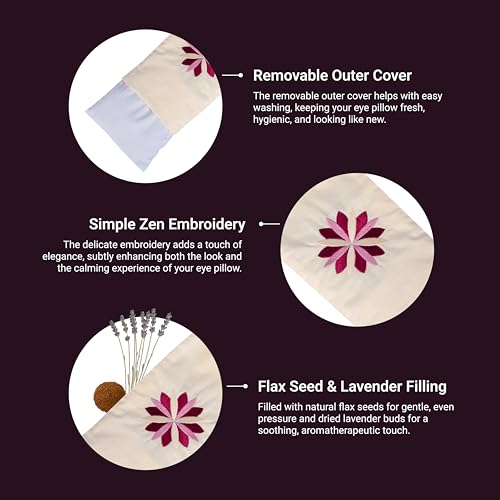 Tharie Organic Cotton Aromatherapy Eye Pillow with Flaxseed & Lavender, Hot & Cold Use, 23 x 13 cm