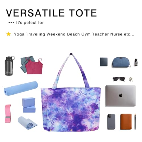 Yoga Mat Bag Yoga Bags and Carriers Fits All Your Stuff Yoga Tote Bag with Zipper Pocket Yoga Mat Carrier Pilates Bag Take in Out Mat Easily - color: Tie Dye Purple